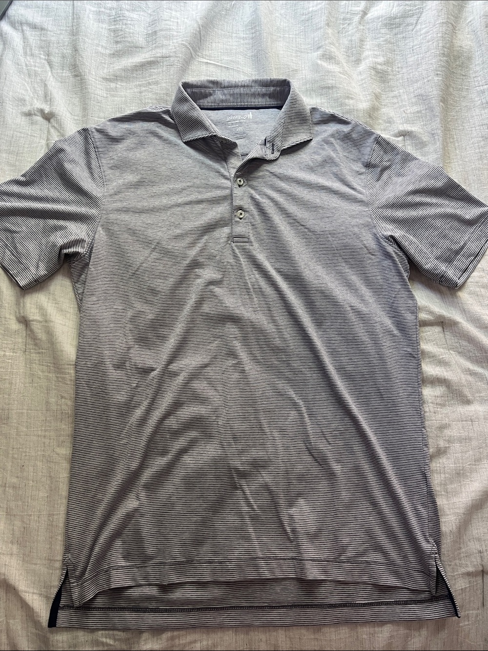 Men's Grey Micro-Striped Polo Shirt